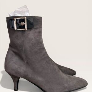 Prada Charcoal Suede Heeled Boots